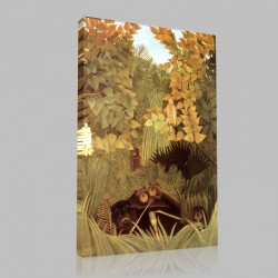 Henri Rousseau-Monkeys in  the forest Stampa su Tela