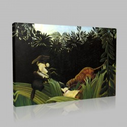 Henri Rousseau-Scouts attacked by a Tiger Stampa su Tela