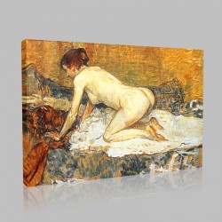 Henri de Toulouse-Femme aux cheveux roux accroupie Stampa su Tela