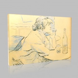 Henri de Toulouse-La Buveuse ou Gueule de Bois Encre Stampa su Tela