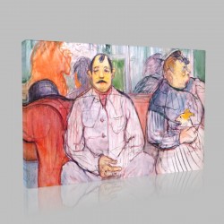 Henri de Toulouse-Monsieur, Madame et le Chien (interieur de maison) Stampa su Tela