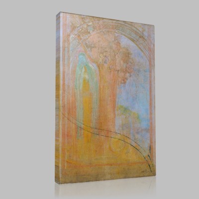 Odilon Redon-Virgin under the Arch Stampa su Tela