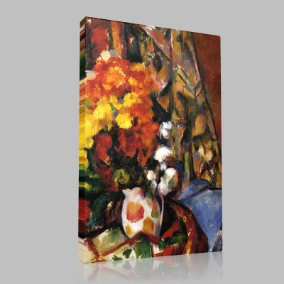 Paul Cezanne-Flowered vase (Chrysanthemums) Canvas