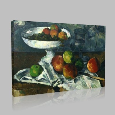 Paul Cezanne-Still Life with Fruit Dish Stampa su Tela