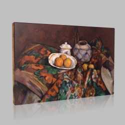 Paul Cezanne-Still Life with Ginger Jar, Sugar Bowl, and Oranges Stampa su Tela