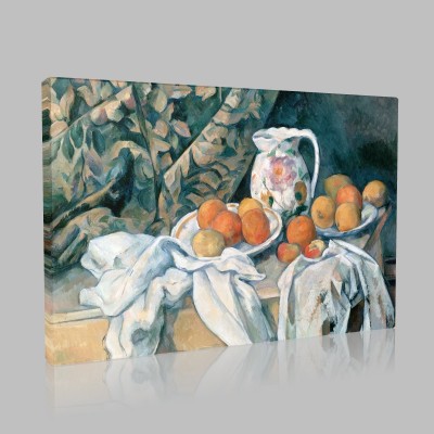 Paul Cezanne-Still Life with a Curtain Stampa su Tela