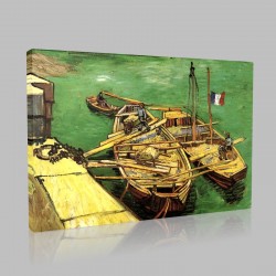 Van Gogh-Landing Stage with Boats Stampa su Tela