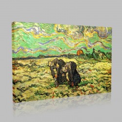 Van Gogh-Ploughing Women Stampa su Tela