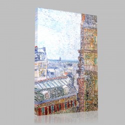 Van Gogh-Sight of Paris since the room of Vincent Stampa su Tela