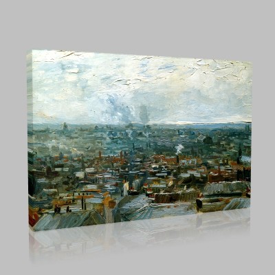 Van Gogh-Sight of Paris taken of Montmartre Stampa su Tela