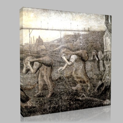 Van Gogh-The return of the minors, plucks, pencil and brush Stampa su Tela