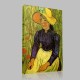 Van Gogh-Young Peasant Woman with Straw Hat Sitting in the Wheat Stampa su Tela