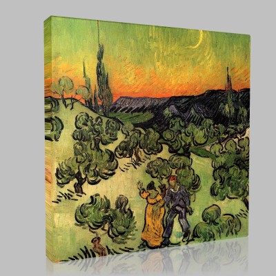 Van Gogh-Moonlit Landscape Stampa su Tela