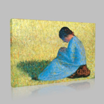 Georges-Pierre Seurat-Country-woman sitting in grass Stampa su Tela