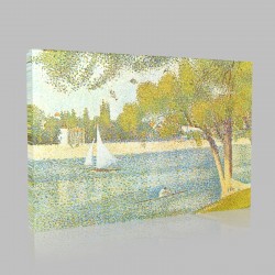 Georges-Pierre Seurat-The Seine with the Large-Bowl Spring Stampa su Tela