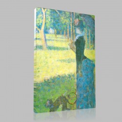 Georges-Pierre Seurat-Walk with monkey study for the Large Bowl Stampa su Tela