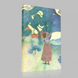 Henri Edmond Cross-La Ferme, soir, Détail Stampa su Tela