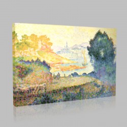 Henri Edmond Cross-Vue de Menton Stampa su Tela