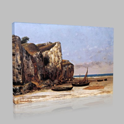 Gustave Le Courbet-Boats and Cliffs Canvas