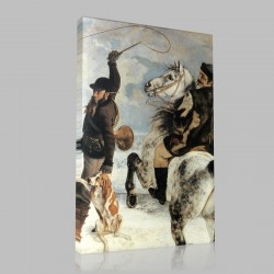 Gustave Le Courbet-Hallali of the Stag, Détail Stampa su Tela