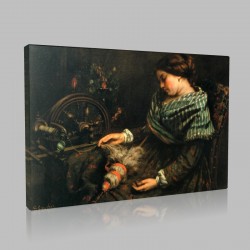 Gustave Le Courbet-La Fileuse endormie Stampa su Tela