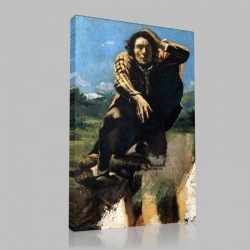 Gustave Le Courbet-Le Fou de Peur Stampa su Tela