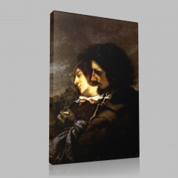 Gustave Le Courbet-Lovers in the Countryside Stampa su Tela