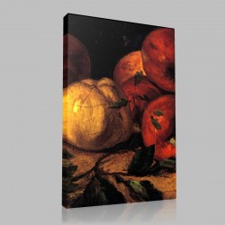 Gustave Le Courbet-Red apples near a tree, Détail Stampa su Tela