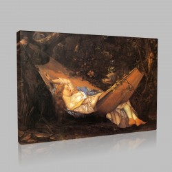 Gustave Le Courbet-The Hammock Stampa su Tela