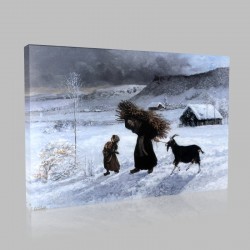 Gustave Le Courbet-The Poor woman of village, Ornans Stampa su Tela