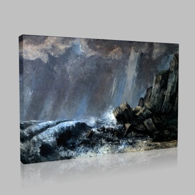 Gustave Le Courbet-The Waterspout with Etretat Canvas