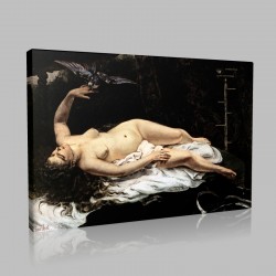 Gustave Le Courbet-The Woman with the Parrot Stampa su Tela