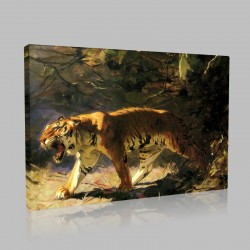 Gustave Surand-Howling tiger Stampa su Tela