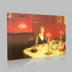 John Singer Sargent-A Dinner Table At Night Stampa su Tela