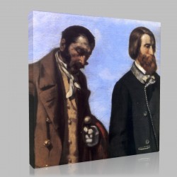 Gustave Le Courbet-The Meeting,Detail Stampa su Tela