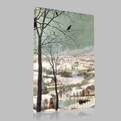 Bruegel-Hunters in Snow, Winter, Detail landscape Stampa su Tela