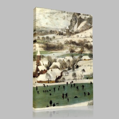 Bruegel-Hunters in Snow, Winter, Detail skaters Canvas