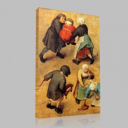 Bruegel-Sets of Children, Detail flute, chair, horse Stampa su Tela