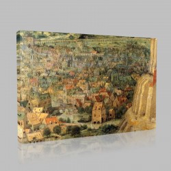 Bruegel-The Tower of Babel, Detail the city on the left Stampa su Tela