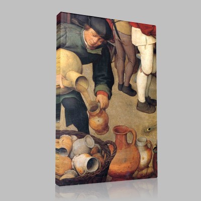 Bruegel-The Wedding banquet, Detail Jugs and peacock Canvas