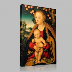 Cranach-The Virgin and Child Under Apple Stampa su Tela