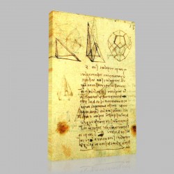 Leonardo DaVinci-Etude de géométrie, solides et polyèdres, Codex Forster Stampa su Tela