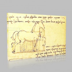 Leonardo DaVinci-Etude pour la fonte de la Statue équestre de Francesco Sforzai Stampa su Tela