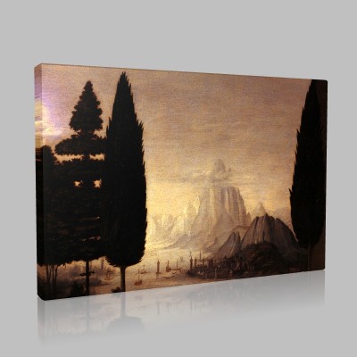 Leonardo DaVinci-L'Annonciation Détail le paysage du fond Canvas