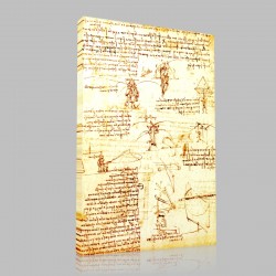 Leonardo DaVinci-Le vol artificiel Codex atlanticus Stampa su Tela