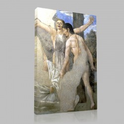 Piero della Francesca-La mort d'Adam, détail femme fresque Lunette de la paroi droite Stampa su Tela