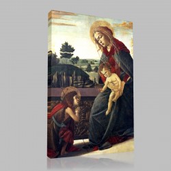 Sandro Botticelli-Vierge à l'Enfant avec le petit saint Jean Stampa su Tela