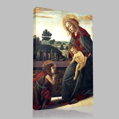 Sandro Botticelli-Vierge à l'Enfant avec le petit saint Jean Stampa su Tela