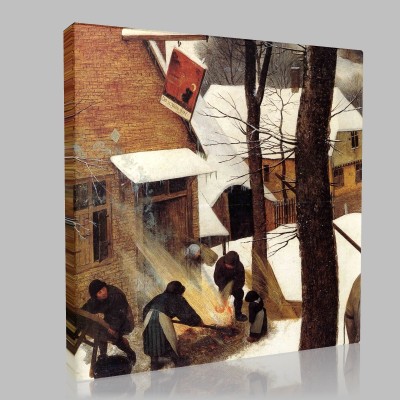 Bruegel-Hunters in Snow, Winter, Detail Fire Canvas