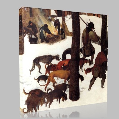 Bruegel-Hunters in Snow, Winter, Detail hunters Canvas